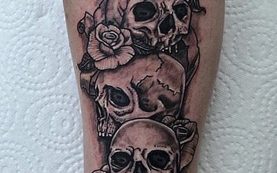 Tattoo by Charly, Totenkopf, Arminnenseite, Back & Grey